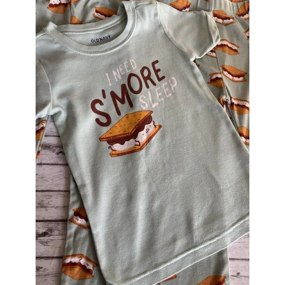 Old Navy Toddler Snug-Fit PJ Pajama‎ Top & Pant Lot, Christmas S’mores 4T